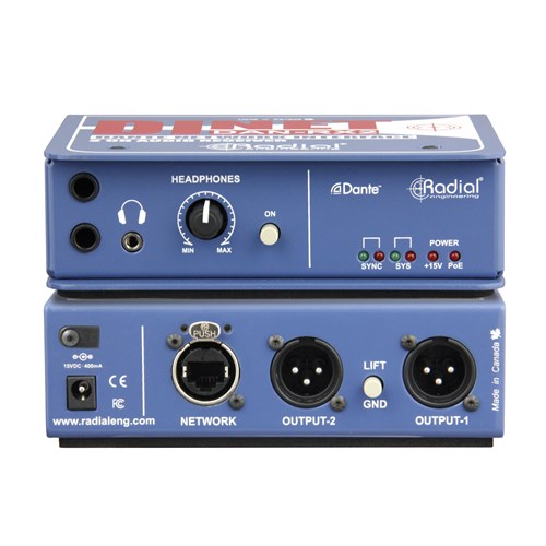 Radial DiNET Dan RX2 - 2-Channel Dante Network Receiver w/ Ethercon