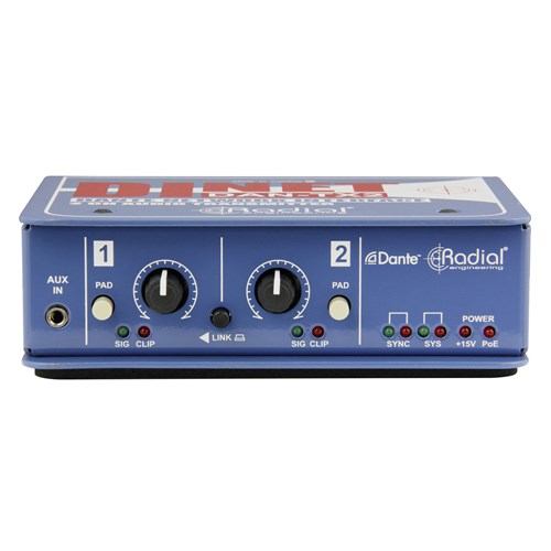 Radial DiNET Dan TX2 - 2-Channel Dante Network Receiver w/Ethercon