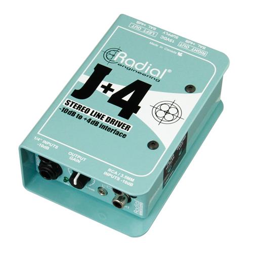 Radial J+4 - Active -10dB to +4dB stereo line driver with transformer isolated inputs  