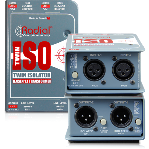 Radial TWIN-ISO - Line level isolator, passive 2 ch balanced with high performance transformers 
